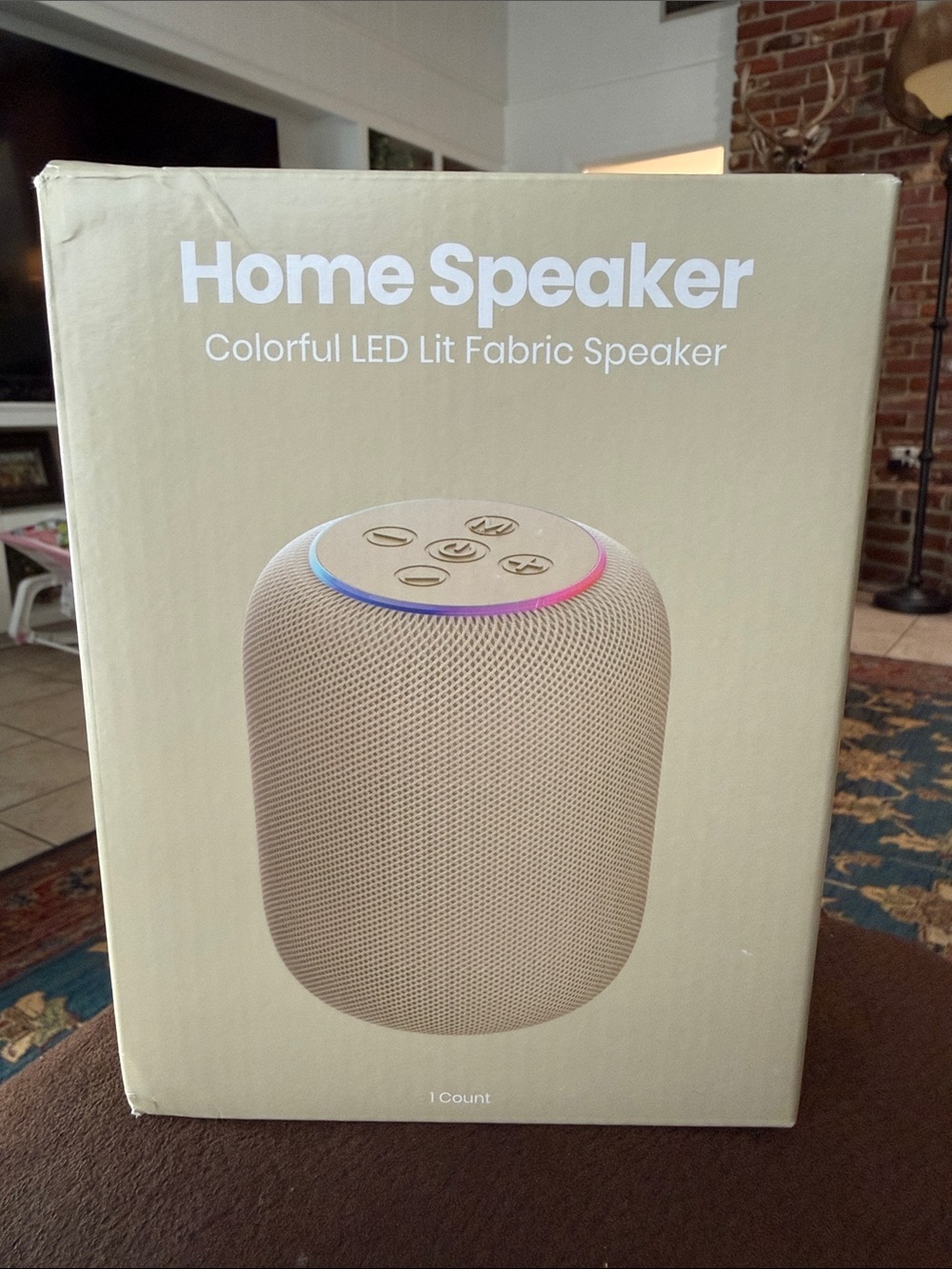 Home Speaker Colorful LED Lit Fabric Speaker - Beige